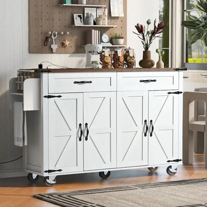 53.5Farmhouse Kitchen Island with Power Outlet