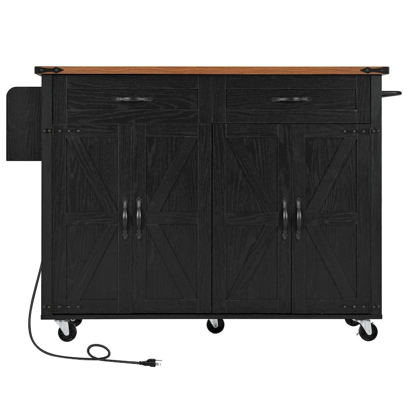 53.5Farmhouse Kitchen Island with Power Outlet