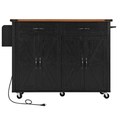 53.5Farmhouse Kitchen Island with Power Outlet
