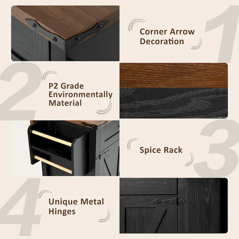 53.5Farmhouse Kitchen Island with Power Outlet