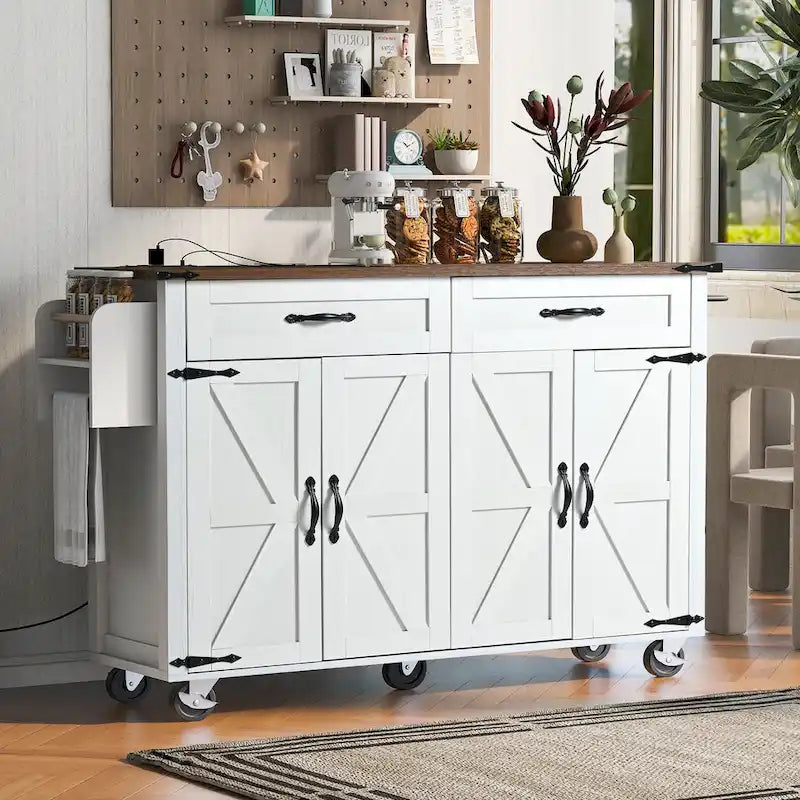 53.5Farmhouse Kitchen Island with Power Outlet