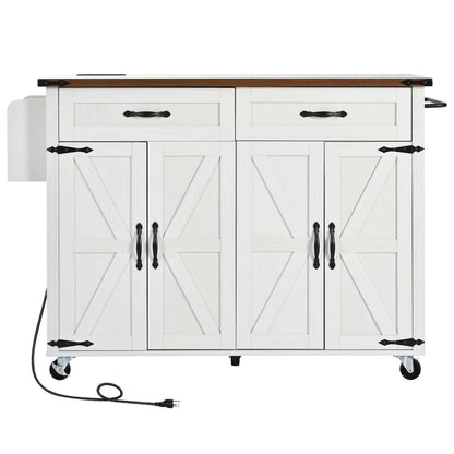 53.5Farmhouse Kitchen Island with Power Outlet