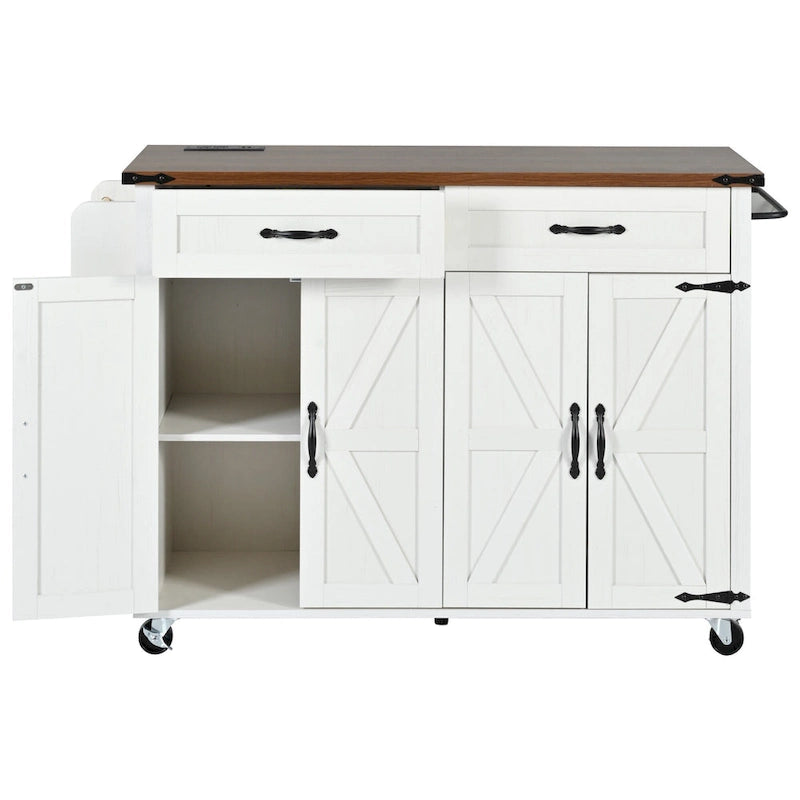 53.5Farmhouse Kitchen Island with Power Outlet