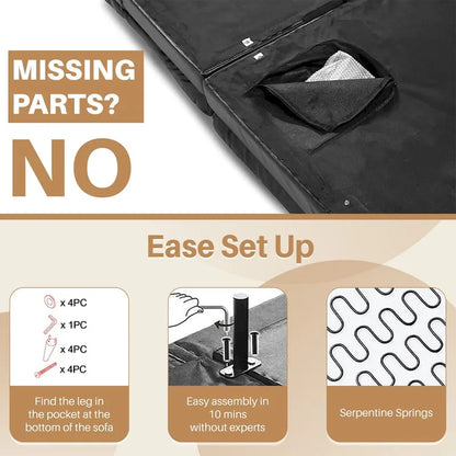 75.39 INCH Futon Sofa Bed, Convertible Folding Futon Couch Recliner Lounge For Living Room With 2 Pillow/Armrest