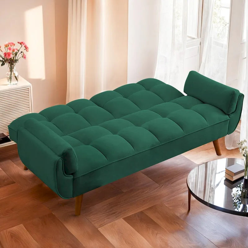 75.39 INCH Futon Sofa Bed, Convertible Folding Futon Couch Recliner Lounge For Living Room With 2 Pillow/Armrest