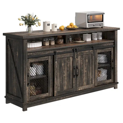Farmhouse Sideboard Buffet Cabinet with Sliding Barn Doors