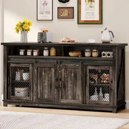 Farmhouse Sideboard Buffet Cabinet with Sliding Barn Doors