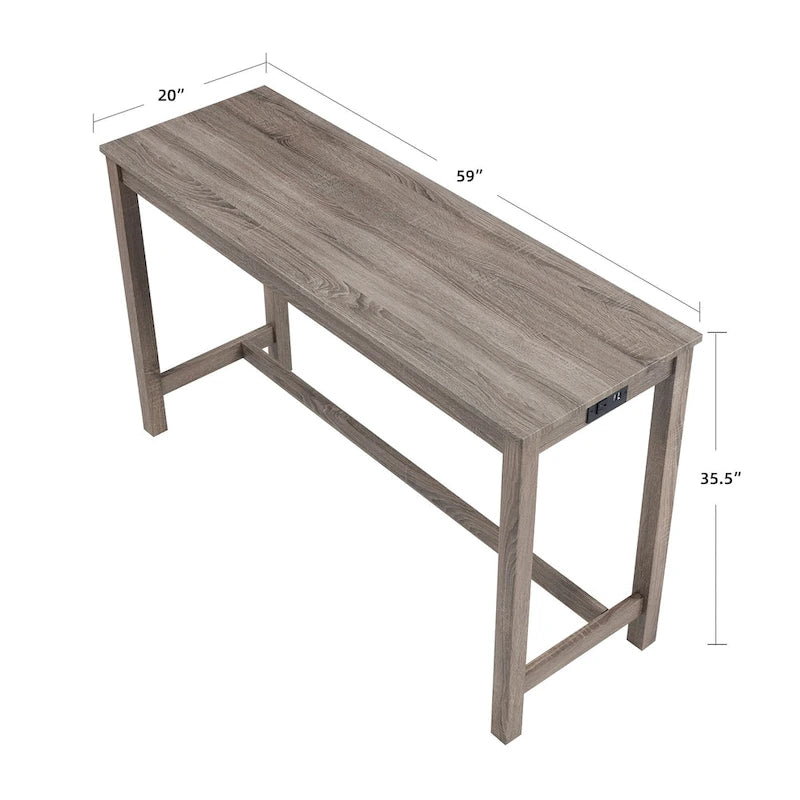 8 PCS Bar Table Dining Sets with Counter Stools and Built-in Power Outlets