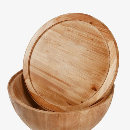 35.43 Vintage Style Bucket Shaped Round Coffee Table with Storage Flip Top