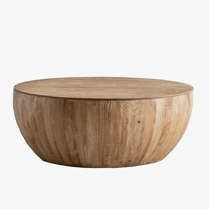 35.43 Vintage Style Bucket Shaped Round Coffee Table with Storage Flip Top