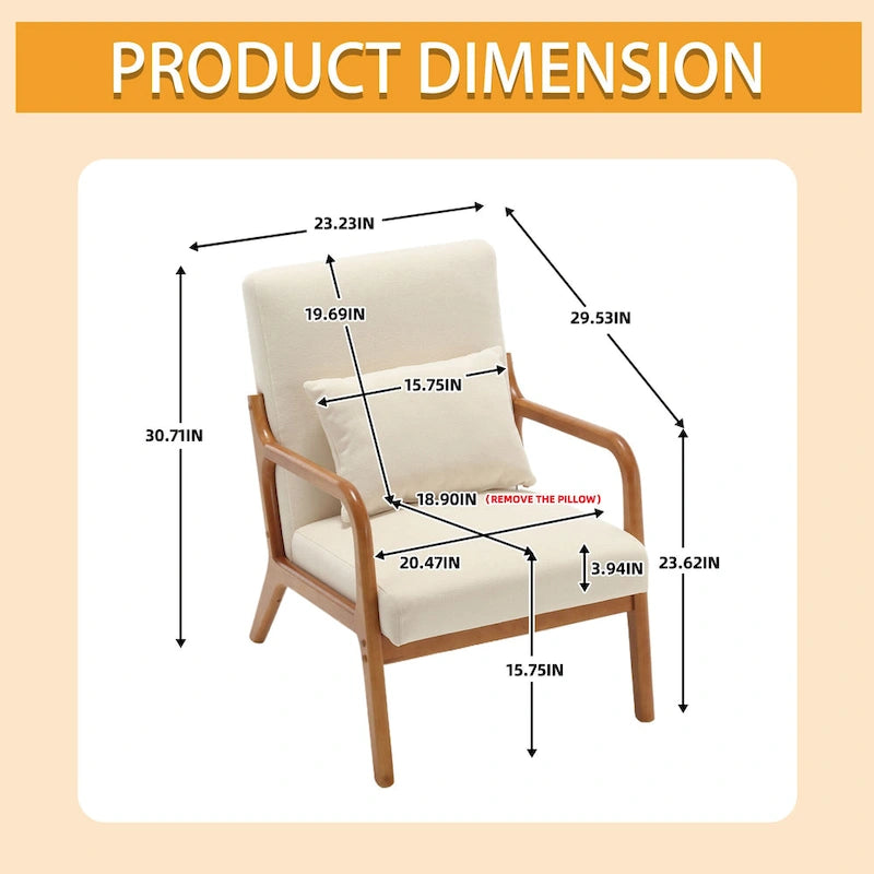 Velvet/leather Upholstered Mid-Century Modern Wood Frame Armchair for Living Room(set of 2)