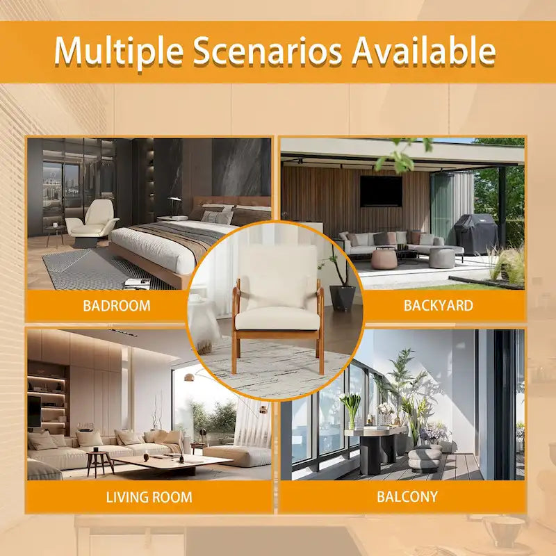 Velvet/leather Upholstered Mid-Century Modern Wood Frame Armchair for Living Room(set of 2)