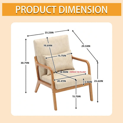 Velvet/leather Upholstered Mid-Century Modern Wood Frame Armchair for Living Room(set of 2)