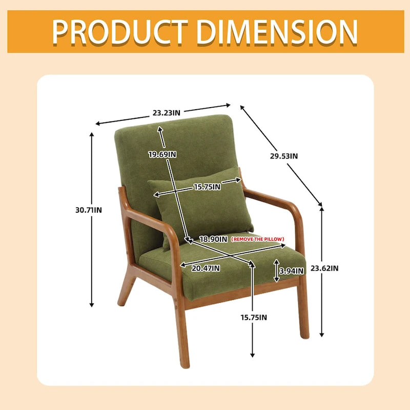 Velvet/leather Upholstered Mid-Century Modern Wood Frame Armchair for Living Room(set of 2)